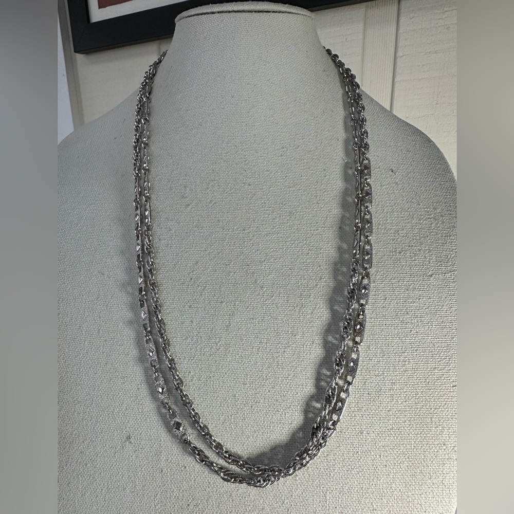 Vintage long silvertone Monet necklace